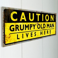 GRUMPY OLD MAN LIVES HERE Man Cave Door Sign Plaque Funny Christmas Gift