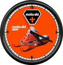 Moto Ski Cadet Sled Snowmobile Racing Retro Vintage Dealer Sales Sign Wall Clock