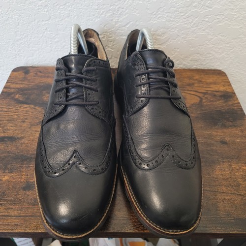 Cole Haan Shoes Mens Size 9.5 M Black Grand OS Brogue C13412 Oxfords Almond Toe - Picture 8 of 12