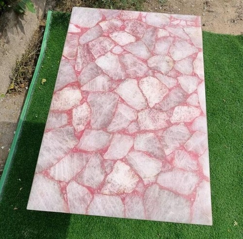 60x30 Pink Rose Quartz Dining Room Table for Home & Office Interior Furniture