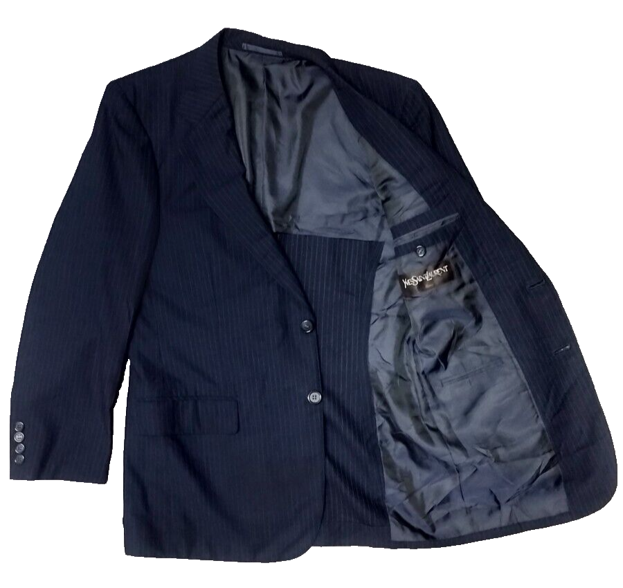 YVES SAINT LAURENT PARIS Giacca Blazer Uomo Navy Gessato Taglia C92 W80 T170