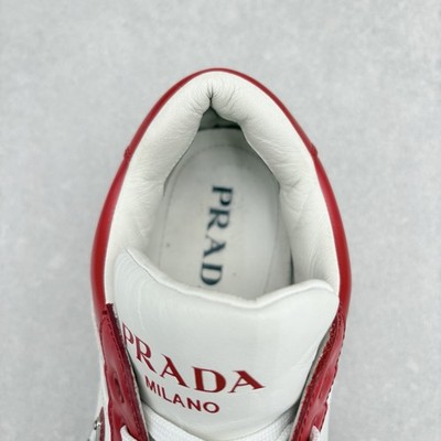 Prada Downtown Leather Sneakers ' White Lacquer Red ' | Size 7.5