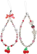 Beaded Phone Charms Strap,Pearl Bracelet Wrist Lanyard,Cute Camera Charm...