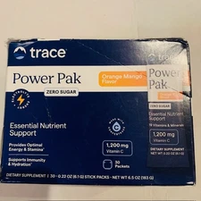 Trace Power Pak Orange Mango Essential Nutrient Zero Sugar 30 Pack 1200mg C READ