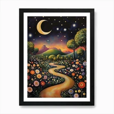 Path To The Moon 15 Art Print Frame Framed Wall Art Poster Canvas Print Picture