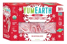 YumEarth Organic Peppermint Candy Canes 30 Count Allergen Free Holiday Treat