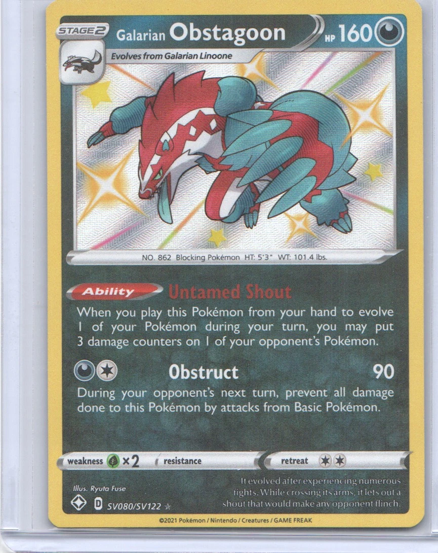 shiny obstagoon pokemon card Galarian Obstagoon 161/264