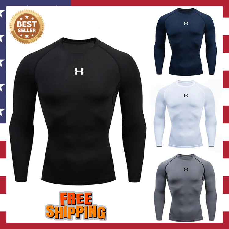 Men's Running Compression Long Sleeve T-Shirt Gym Fitness Jogging Athletic Top