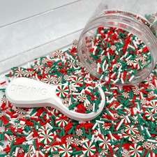 FAKE Red Green Swirl Peppermint Polymer Clay Sprinkles Mix NOT EDIBLE D3-05