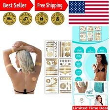 Gold Metallic Tattoo Flash Sheets Designs of Elephants, Flowers & more! Face ...