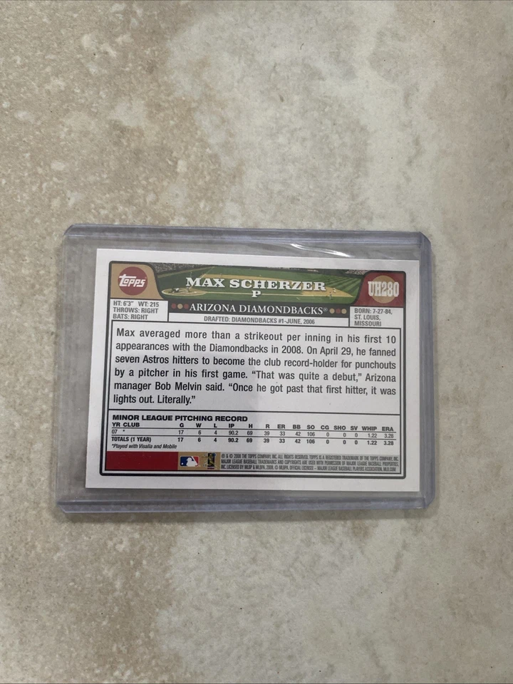 Actualizaciones y aspectos destacados Topps 2008 - Max Scherzer #UH280 (RC) Foto 3 de 3