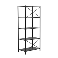 Holz-Metall-Regal, Ca. 70 X 45 X 168 Cm - Schwarz