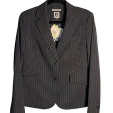NWT Anne Klein Executive Collection Pinstripe Blazer Jacket Charcoal Size 4