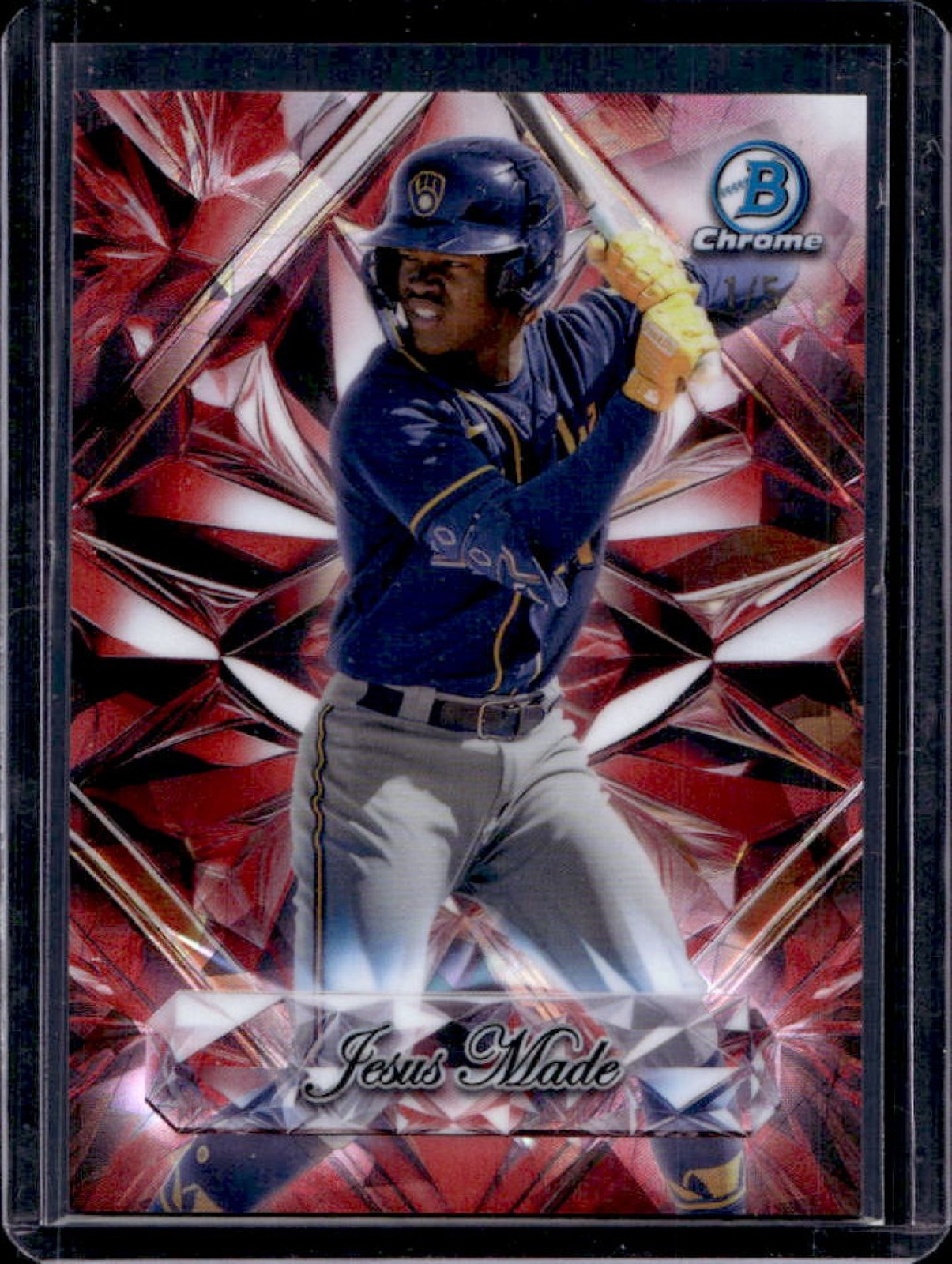 2025 Bowman Chrome Sapphire Jesus Made Selections Red Refractor #/5 Brewers