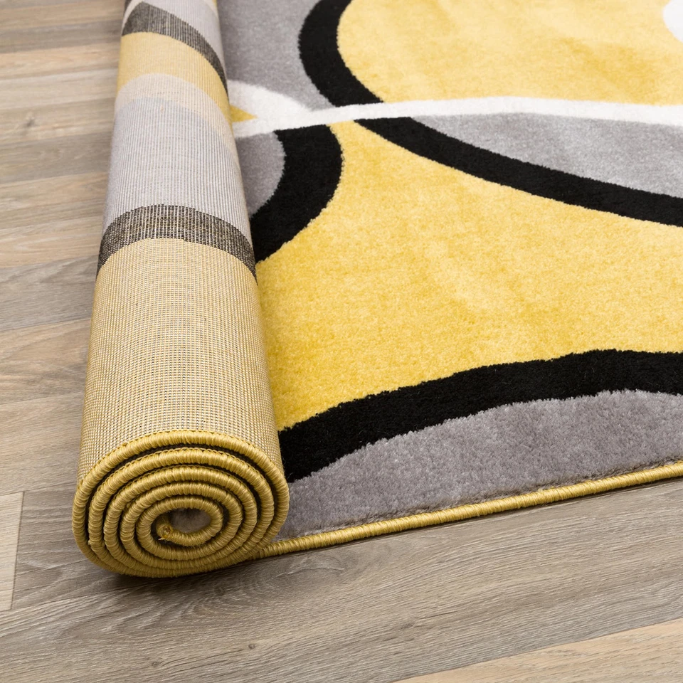 Rugshop Rugs Modern Abstract Circles Living Room Rugs Yellow 8'8"x12' Area Rug - Image 4 of 4