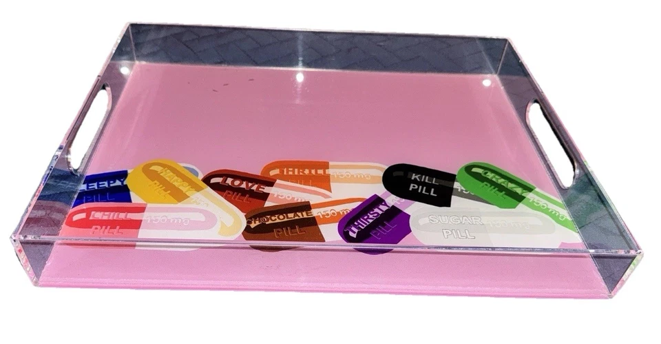 Acrylic  MCM Pop Art Serving Tray Modern Art Deco Bar Vanity Food Serving Party - Image 4 of 4