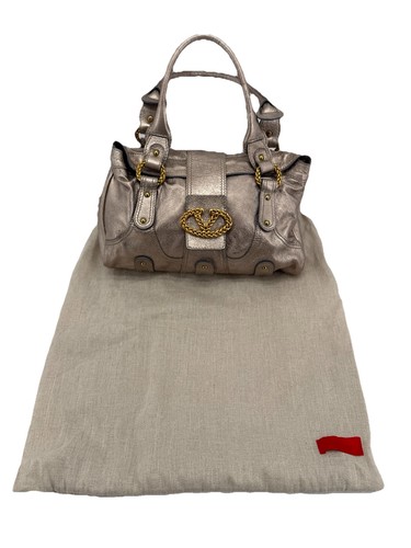 Valentino Garavani Catch Sachtel Metallic Rose Gold Leather Authentic w Dust Bag