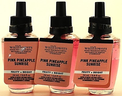 QTY 3 Bath & Body Works PINK PINEAPPLE SUNRISE Wallflowers Fragrance Oil Refills