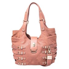 Borsa a tracolla Jimmy Choo in pelle traforata rosa nuda con fibbia Bardia