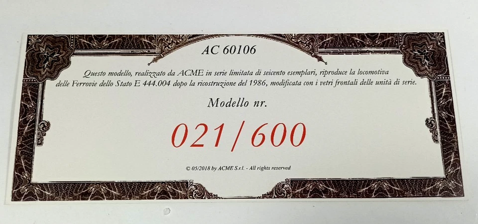 ACME 60106 FS Locomotiva E 444 004 "Tartaruga" serie prototipo con vetri triplex - Immagine 4 di 4