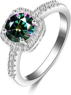 2Ct Rainbow VVS1 Real Moissanite Engagement Ring 925 Sterling Silver Halo Size 7