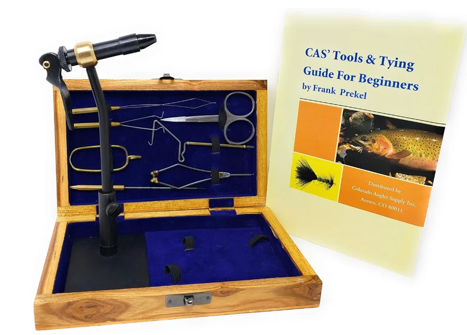 CREATIVE ANGLER Fly Tying Tool Kit With Wooden Case Vise And 7 Tools For Beginners And Pros