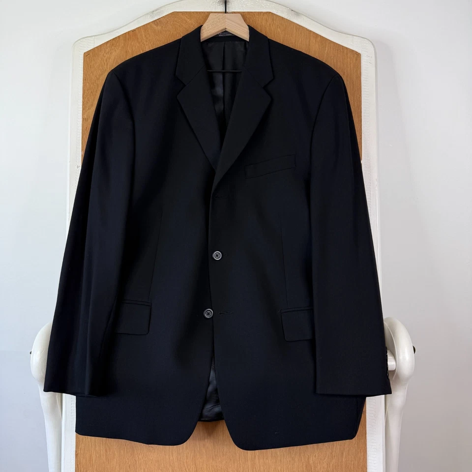 Calça DKNY masculina 41R preta 3 botões 100% lã essencial sólida Canadá 32x32 - Imagem 2 de 4