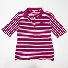 Vintage Burberry Striped Polo Shirt Women's Small Red Pink White Rugby Sporty