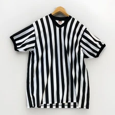 Alleson Athletics Referee Shirt Mens XL Short Sleeve Black and White Stripes