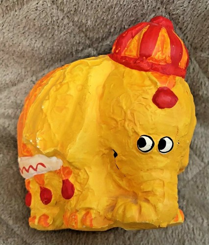 Lindo elefante circo amarillo naranja con gorro candelabro y vela vintage - Imagen 9 de 12
