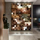 LEINWAND BILDER BIS 135x100x5 MOSAIK BRAUN-TÖNE MODERN ABSTRAKTES WANDBILD NEU
