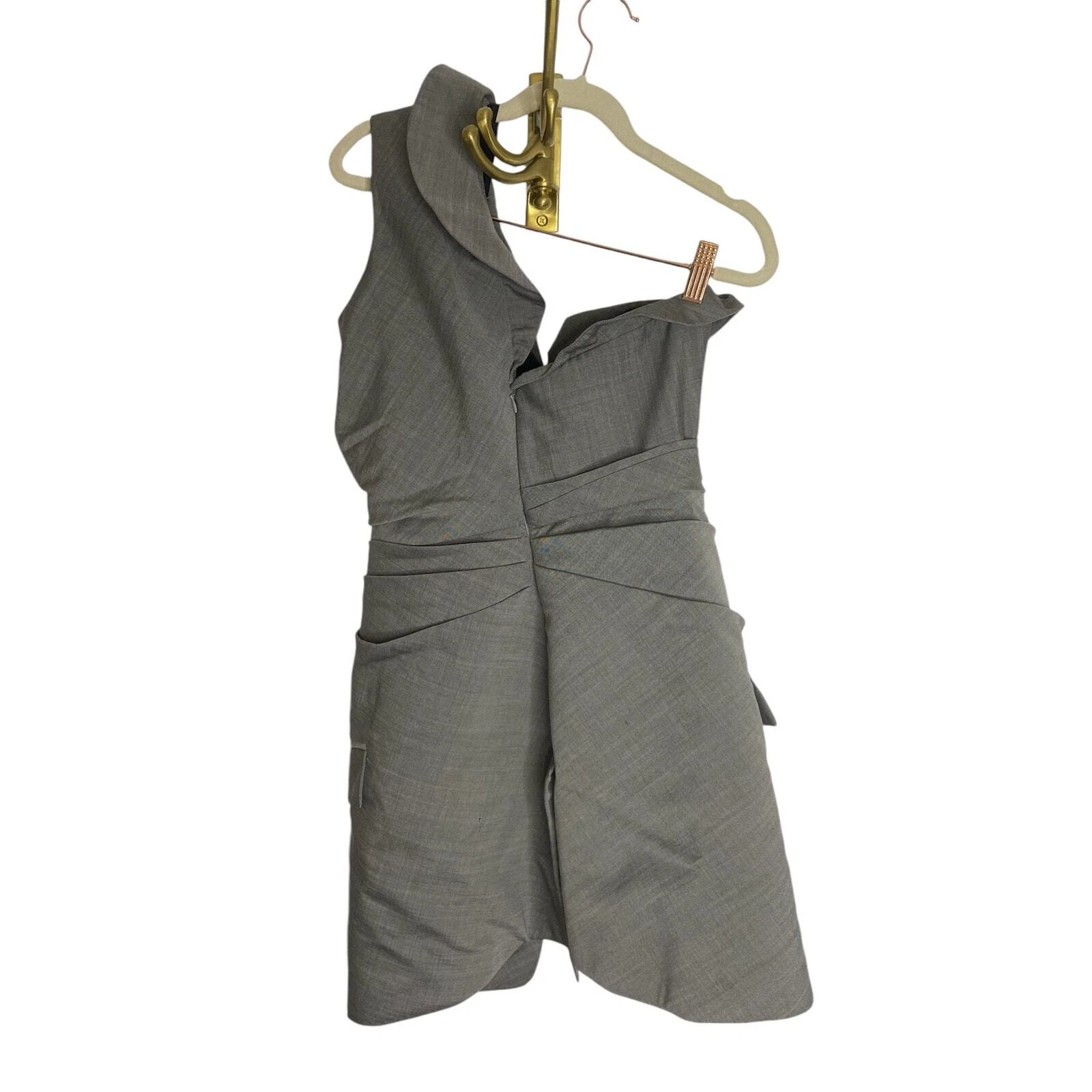 Abito smoking Alexander Wang decostruito cravatta davanti monospalla grigio taglia 4