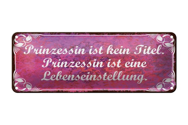 Blechschild Spruch 27X10 Cm Prinzessin Ist Kein Titel Ist Deko Schild Tin Sign-image