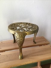 Antique Solid Brass Ornate Grape Vine Design Pan Pot Stand Trivet #7050