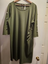 NY Collection Women's Plus Size Ruched Dress Olive Green Size 2X