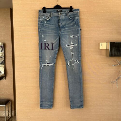 Amiri , Serif Logo Jeans in Clay Indigo , BNWT 38 US - Picture 3 of 18