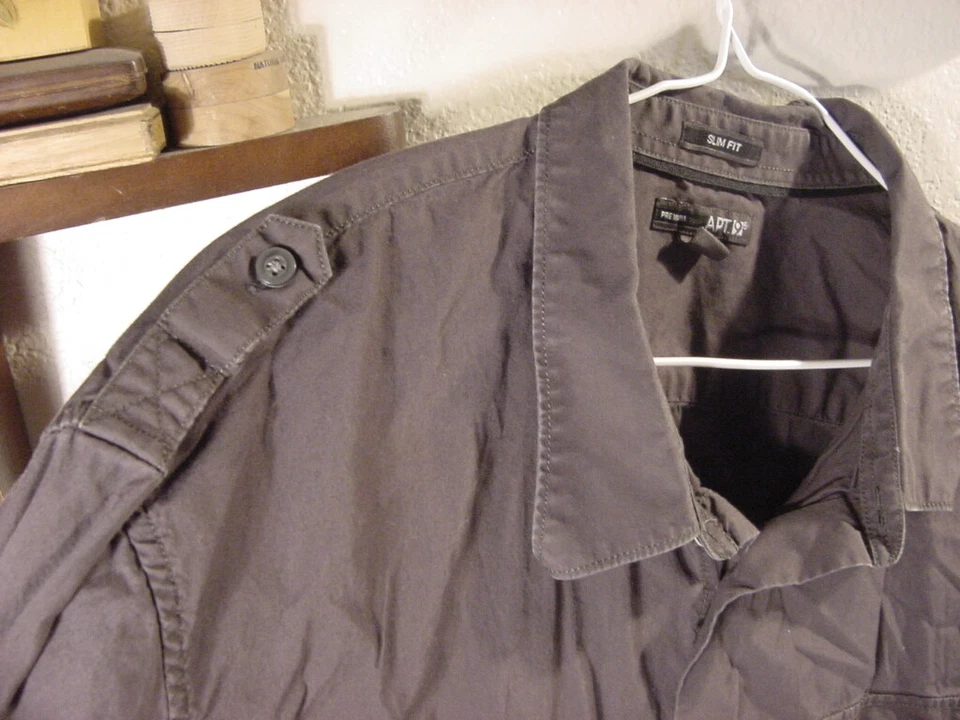 APT 9 PREMIUM LONG SLEEVE DRESS SHIRT - SLIM FIT MEN'S SIZE XXL GREY - Image 3 of 4