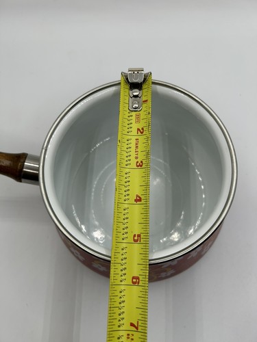 Vintage 1970er rot Emaille FONDUE SET Flower Power JAPAN Weihnachten/Feiertag Party - Bild 7 von 14