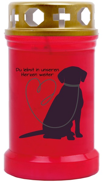 Grabkerze Rot Tierkerze Hunde 40H Grablicht Grabkerzen Grabschmuck Grableuchte-image
