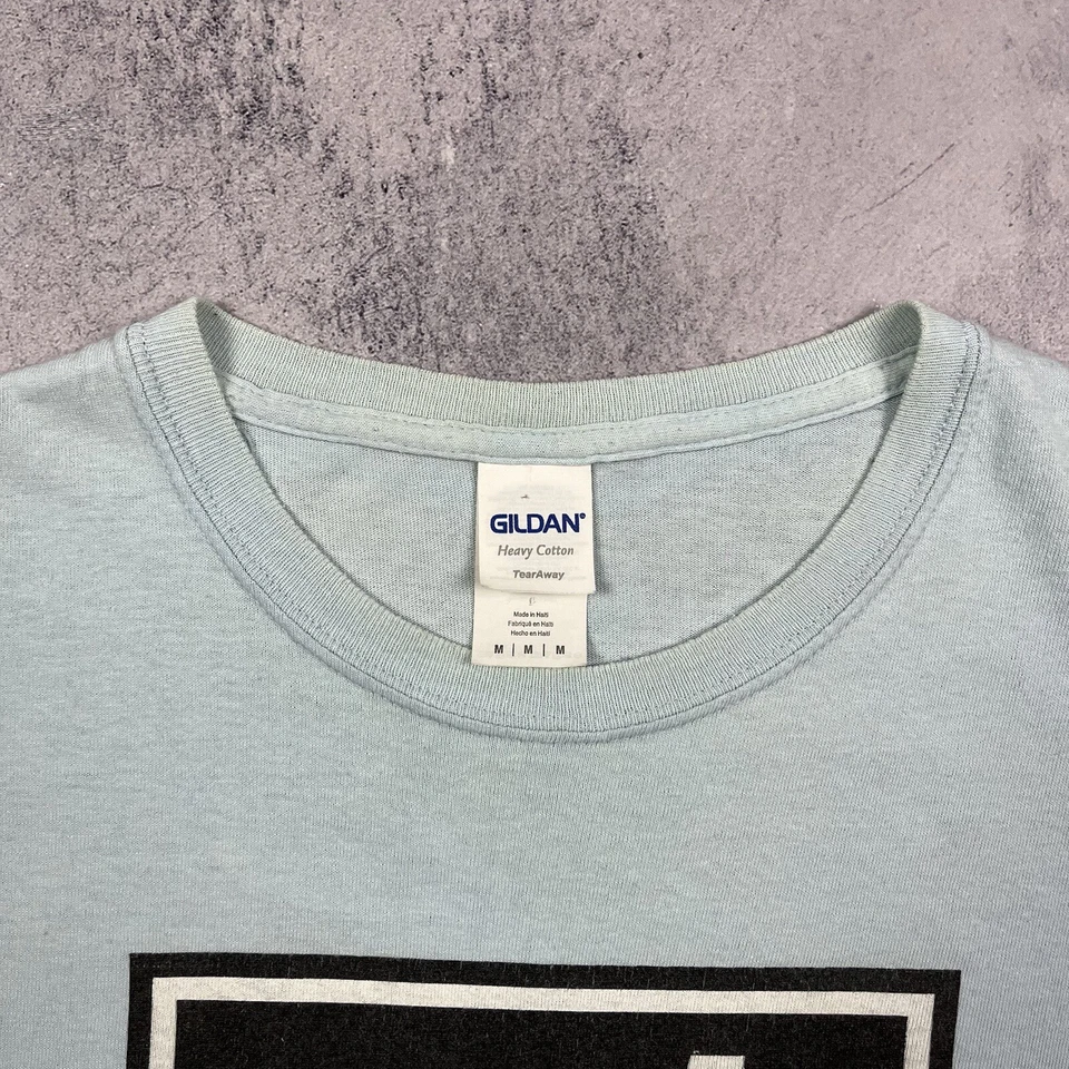 Camiseta de manga corta Oasis Rock Band azul claro talla mediana Gildan algod... - Imagen 4 de 4