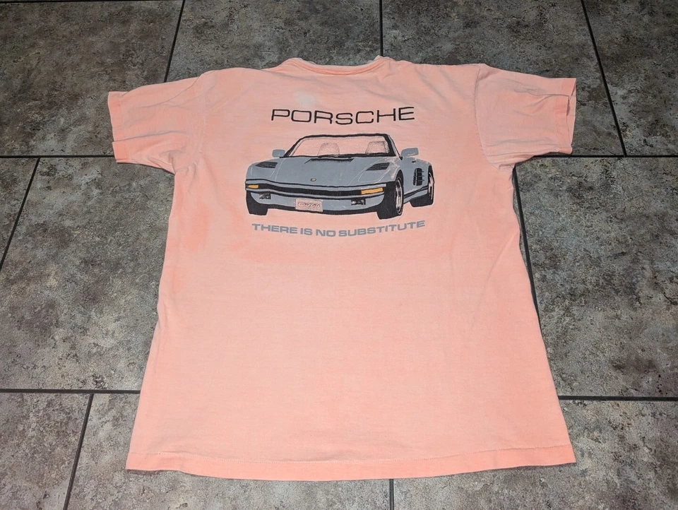 Porsche 930 1989 nariz inclinada turbo vintage puntada única camiseta grande para hombre Foto 4 de 4