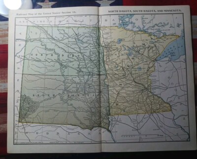 1895 Antique Train Route Map Minnesota Dakotas All Railroad Lines Marked 11''×9''