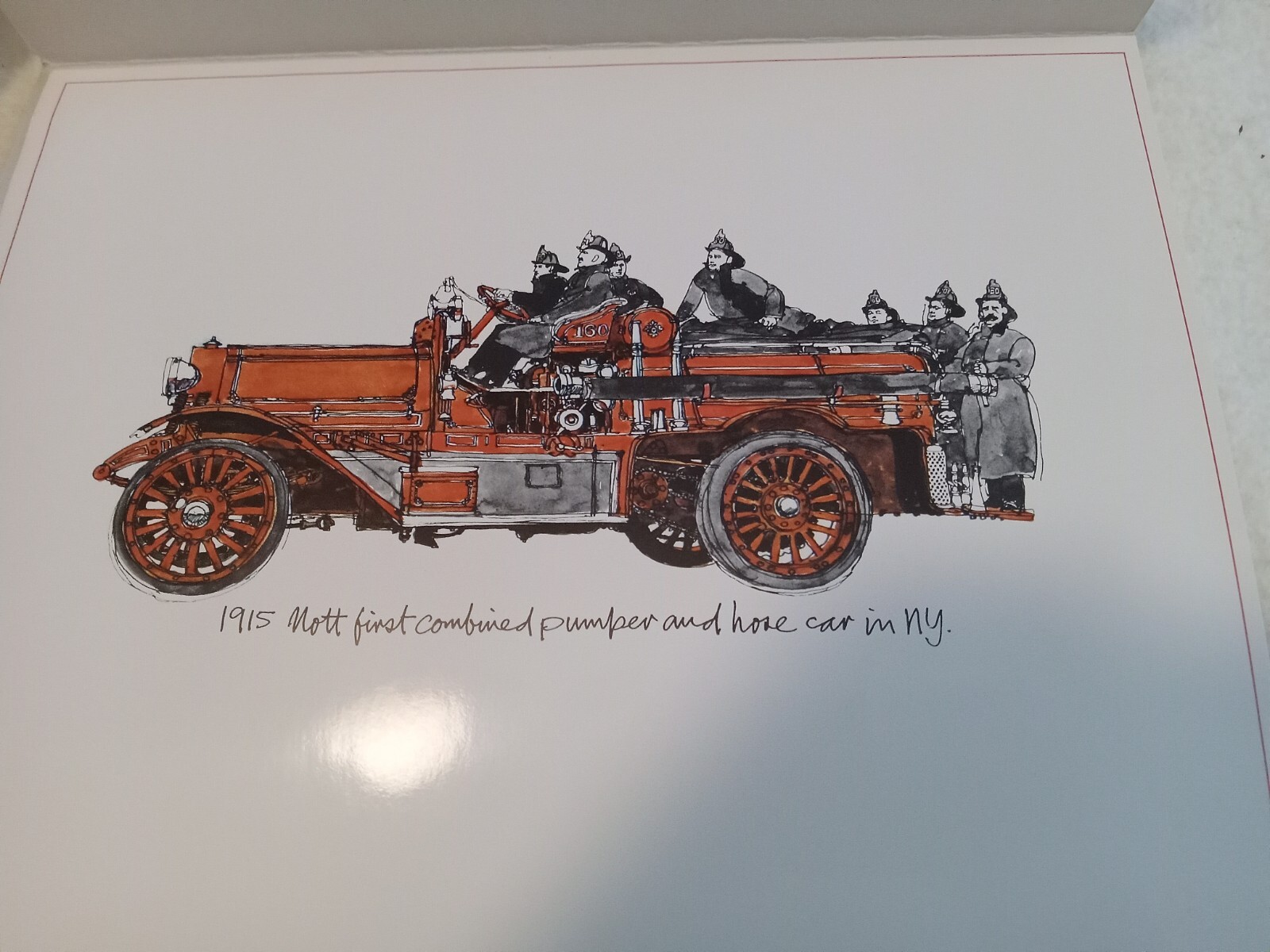 4 pics of Fire Steam Pumpers plus folder - Perfect Condition - by Champion paper