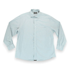 Tasso Elba Shirt Mens Button Up Gray Striped Collared Long Sleeve Size 17 34/35
