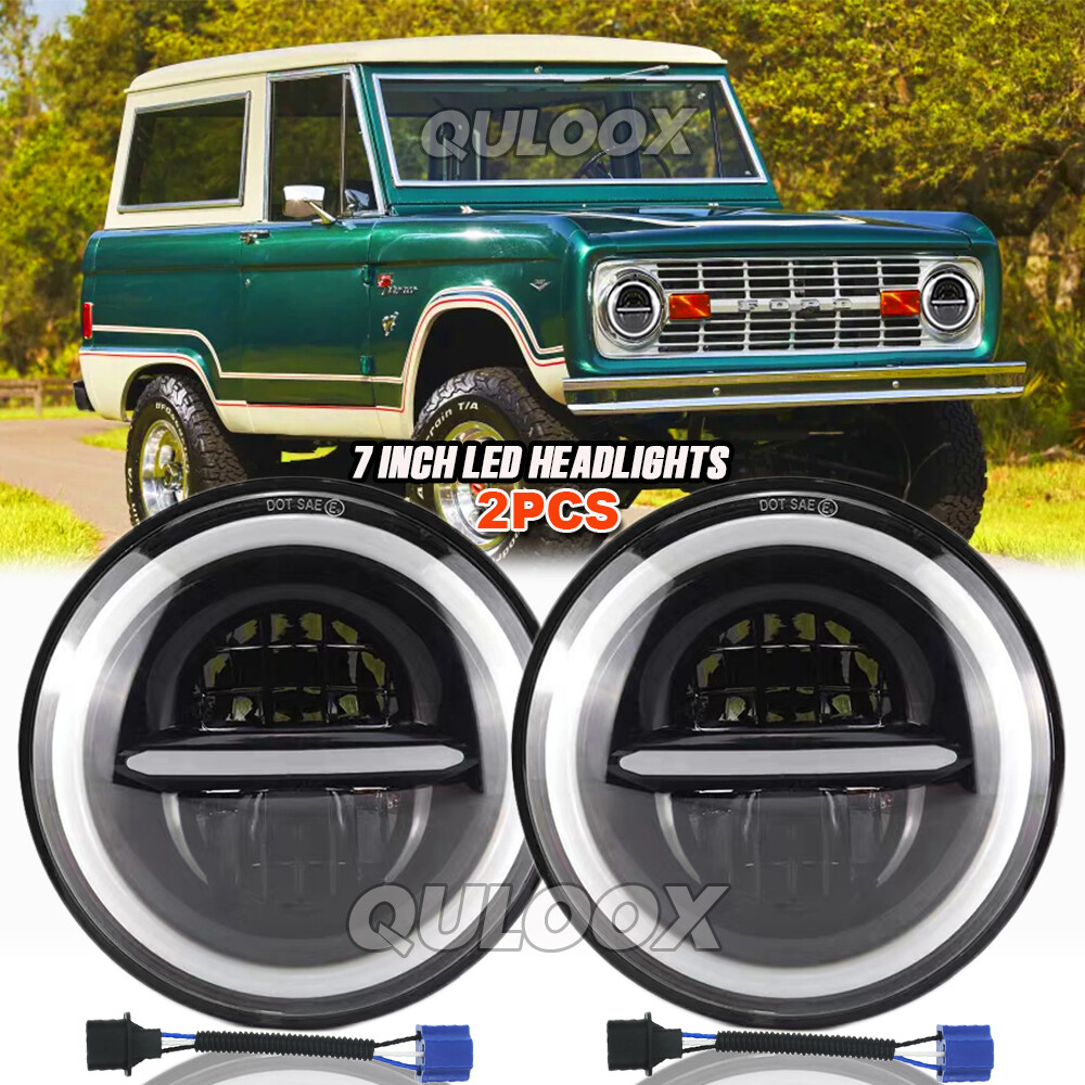 Halo 7" INCH LED Headlight Compatible with Ford Mustang 1965-1973 F100