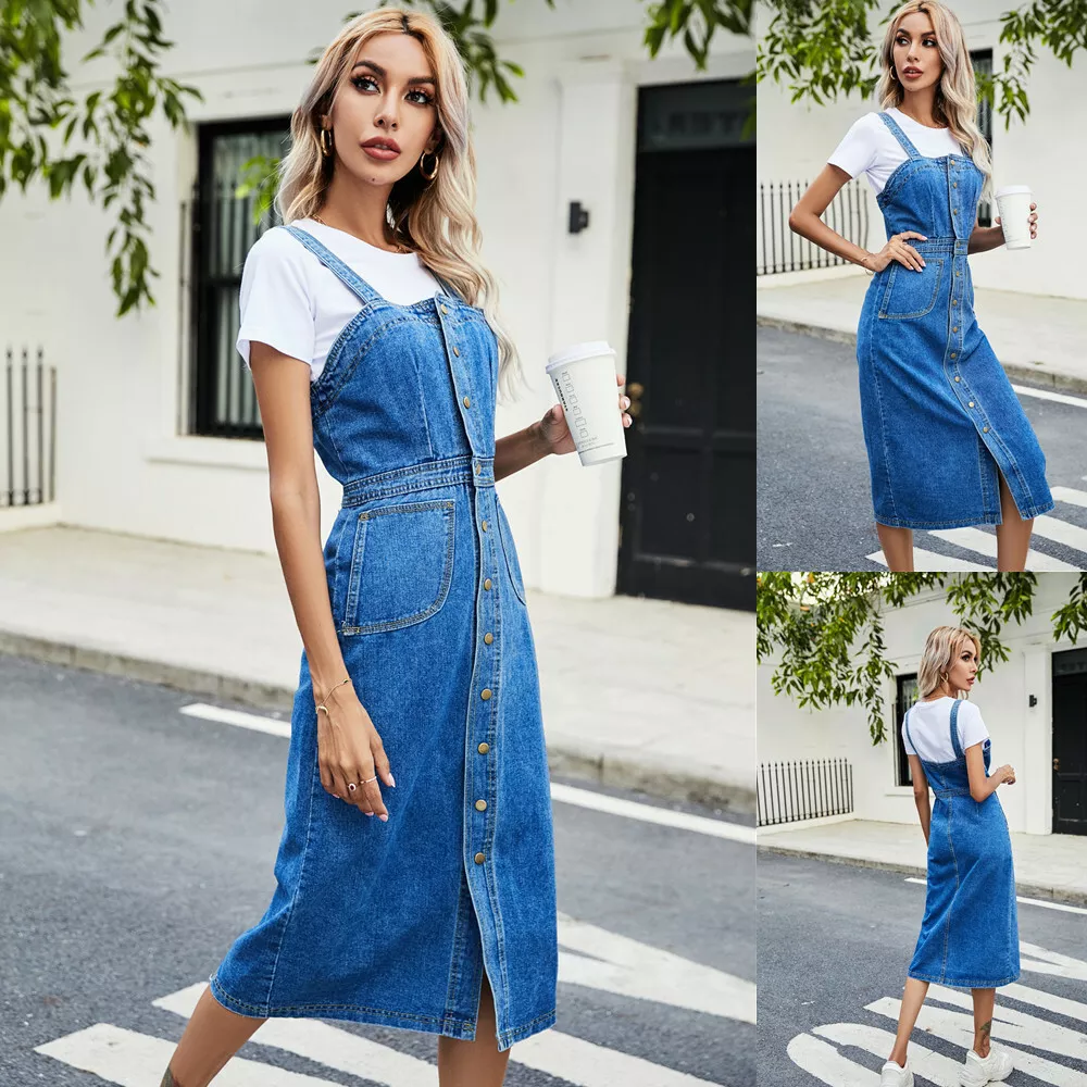 Women Denim dress Sleeveless Dress High waist Dresses short dress casual  Dresses