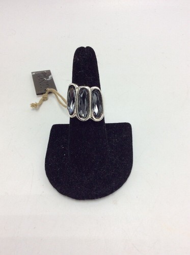$165 Uno de 50 silver plated stone grey ring size 7 #3