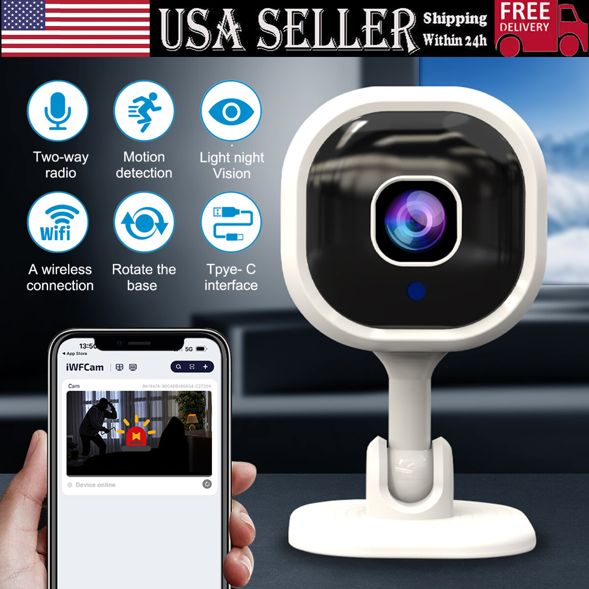 1-2PCS 1080p Smart Home Camera Indoor Security Surveillance System Night  Vision