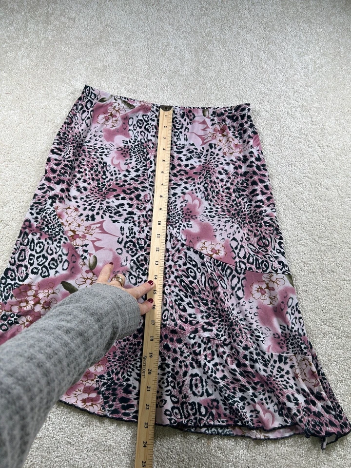 Susan Lawrence L 码粉色动物印花跳绳花卉裙 Mobwife 荷叶边下摆 — 第 3/4 张图片