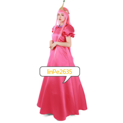 fitted lace wedding dress Adventure Time Princess Bubblegum Cosplay Costume Female / XXL